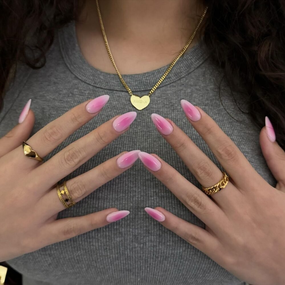 aura pink nails